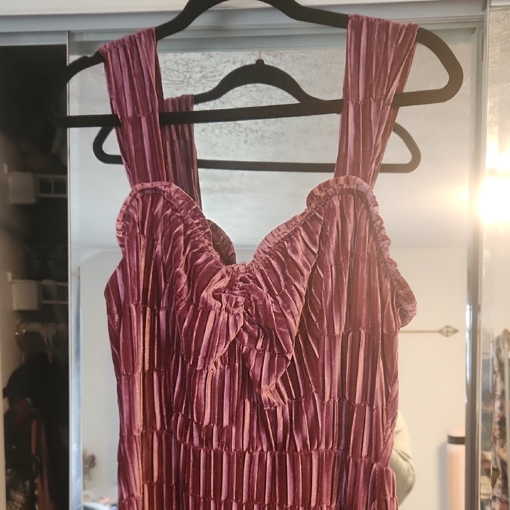 Betsey Johnson Pink Pleated Midi Dress